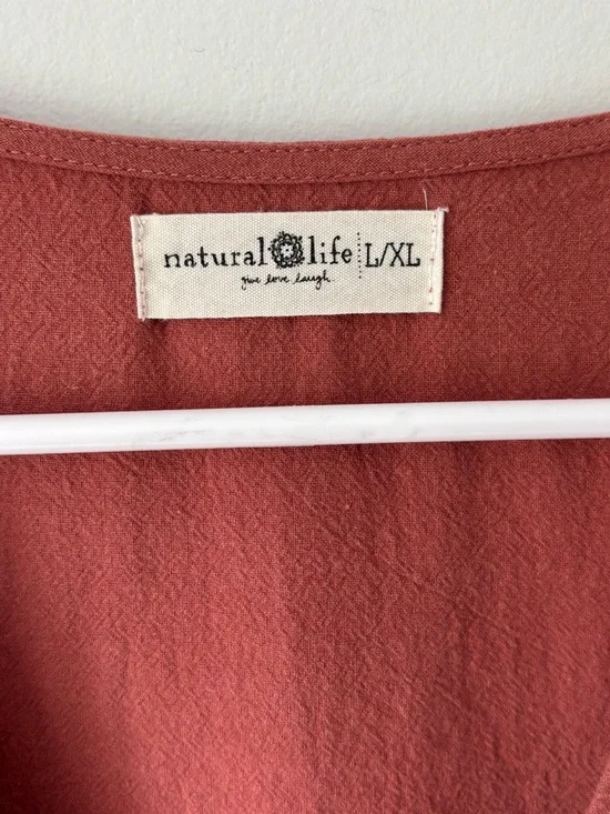 Natural Life Avery Midi Dress Button Front Rust Pink Boho Flowy Cottagecore - Picture 5 of 11